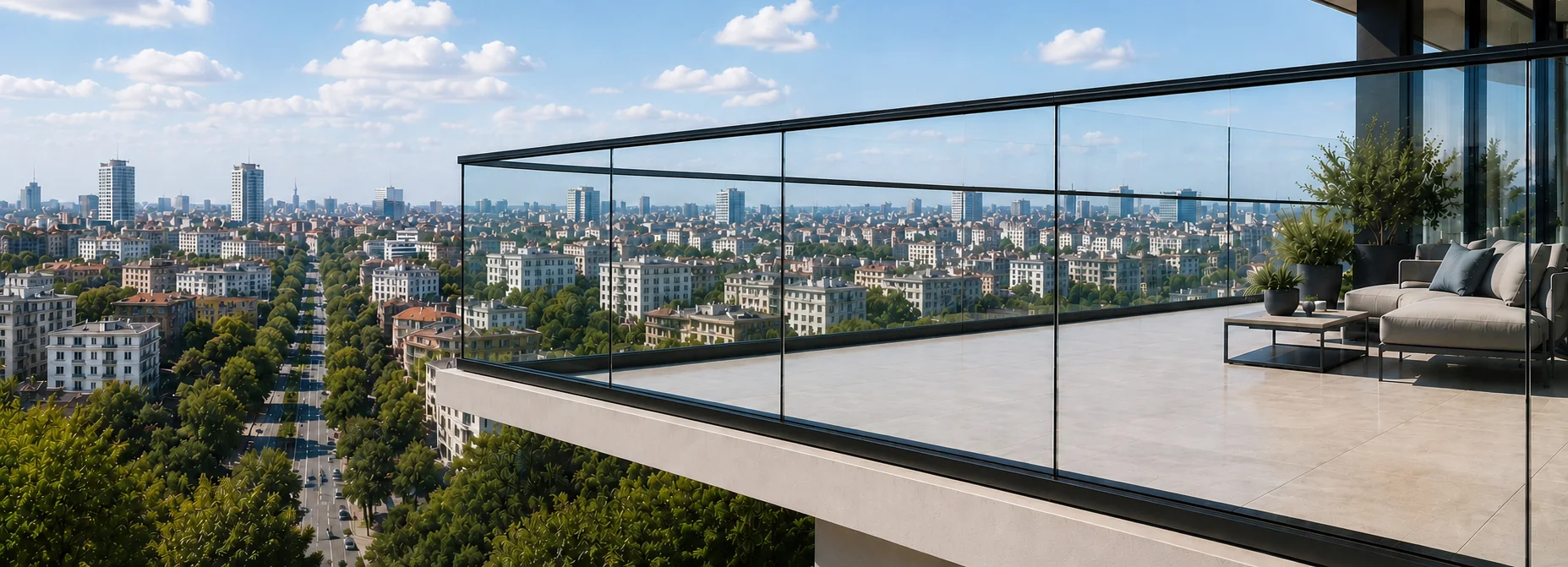 Balustradă transparentă din sticlă